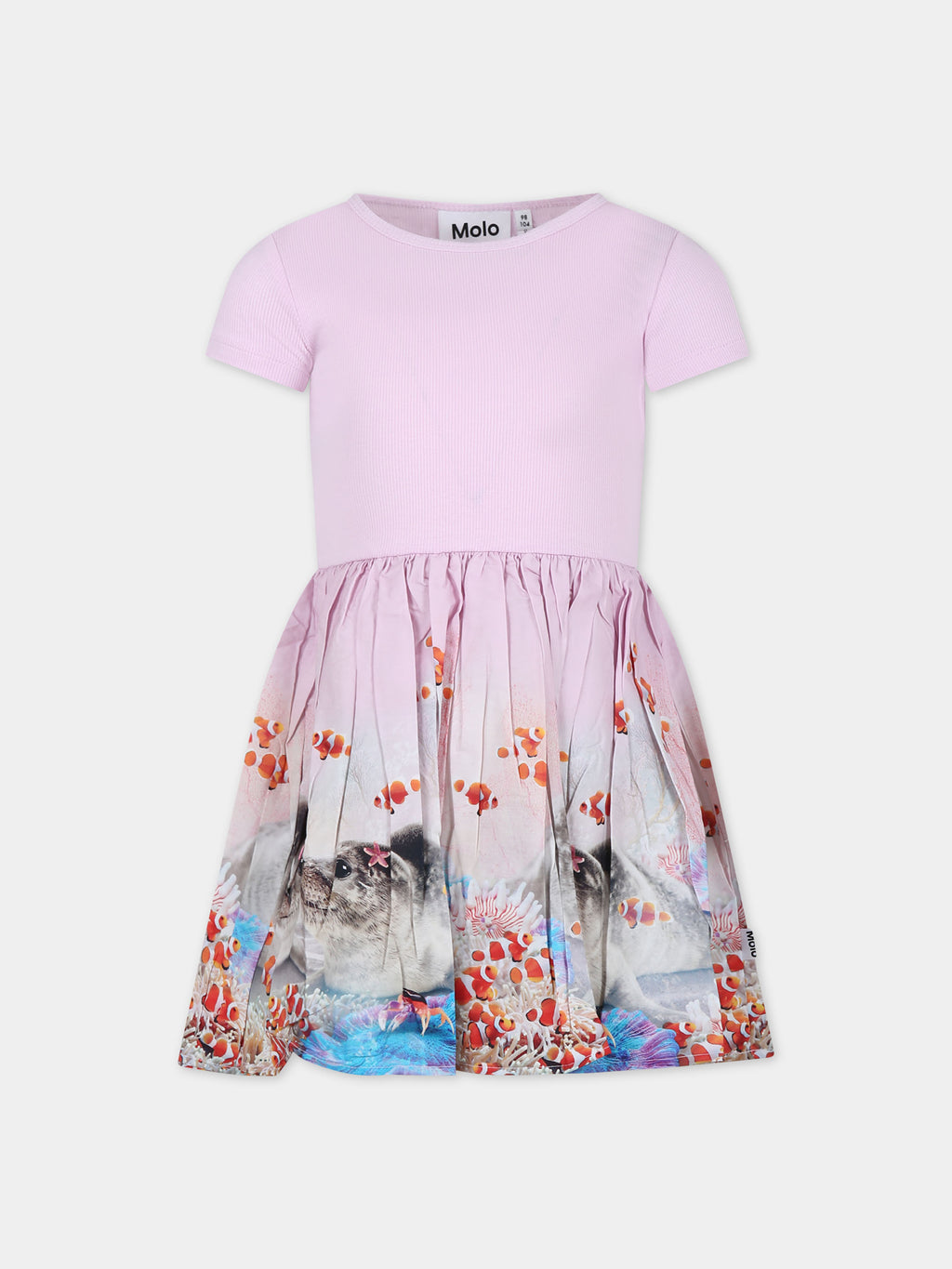 Pink dress for girl seal print